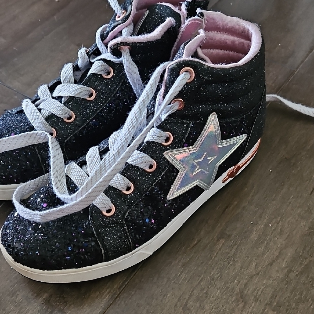 Sparkly Black Kids High-Top Sneakers